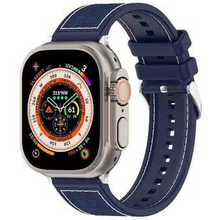 For Apple Watch Series 7 41mm Ordinary Buckle Hybrid Nylon Braid Silicone Watch Band(Midnight Blue)