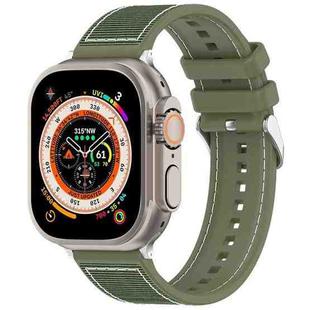For Apple Watch Series 6 44mm Ordinary Buckle Hybrid Nylon Braid Silicone Watch Band(Green)