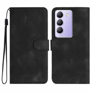 For vivo V30 Lite 5G India/T3 5G IDN Heart Pattern Skin Feel Leather Phone Case(Black)