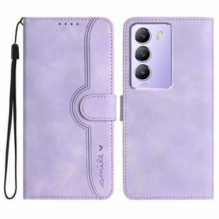 For vivo V30 Lite 5G India/T3 5G IDN Heart Pattern Skin Feel Leather Phone Case(Purple)