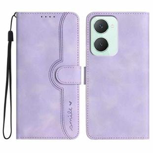 For vivo Y03 4G Global Heart Pattern Skin Feel Leather Phone Case(Purple)