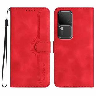For vivo V30 5G Global/V30 Pro 5G Global Heart Pattern Skin Feel Leather Phone Case(Red)