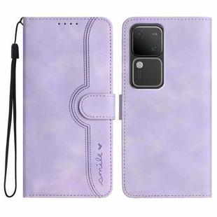 For vivo V30 5G Global/V30 Pro 5G Global Heart Pattern Skin Feel Leather Phone Case(Purple)