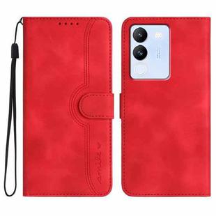 For vivo V30 Lite 5G Global Heart Pattern Skin Feel Leather Phone Case(Red)