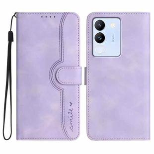 For vivo V30 Lite 5G Global Heart Pattern Skin Feel Leather Phone Case(Purple)
