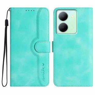 For vivo Y27s 4G Global Heart Pattern Skin Feel Leather Phone Case(Light Blue)