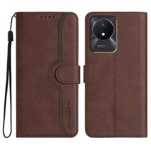 For vivo Y02A 4G/Y02 4G/Y11 2023/Y02t Heart Pattern Skin Feel Leather Phone Case(Brown)