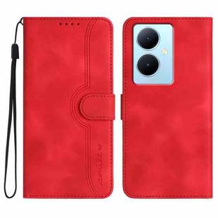 For vivo Y78+ 5G Global/Y78 5G Global Heart Pattern Skin Feel Leather Phone Case(Red)