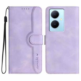 For vivo Y78+ 5G Global/Y78 5G Global Heart Pattern Skin Feel Leather Phone Case(Purple)