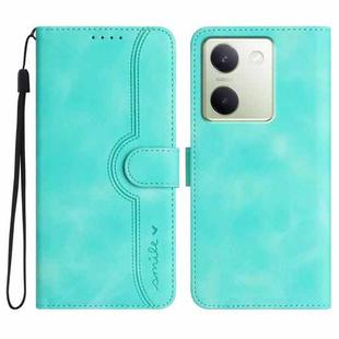 For vivo Y100 5G Global Heart Pattern Skin Feel Leather Phone Case(Light Blue)