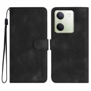 For vivo Y100 5G Global Heart Pattern Skin Feel Leather Phone Case(Black)