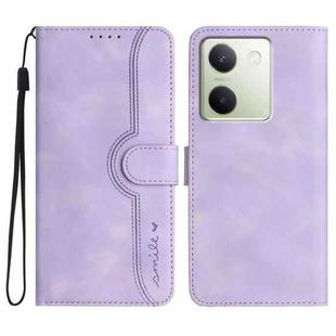 For vivo Y100 5G Global Heart Pattern Skin Feel Leather Phone Case(Purple)