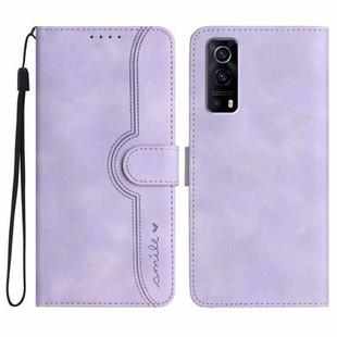 For vivo Y72 5G/iQOO Z3/Y52 5G Heart Pattern Skin Feel Leather Phone Case(Purple)
