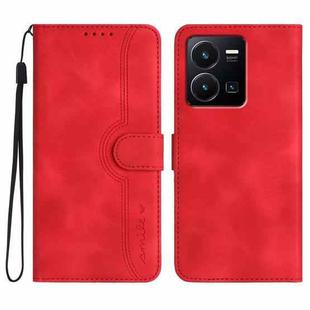 For vivo Y35 4G Global/Y22s 4G Global Heart Pattern Skin Feel Leather Phone Case(Red)