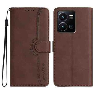For vivo Y77e 5G Heart Pattern Skin Feel Leather Phone Case(Brown)