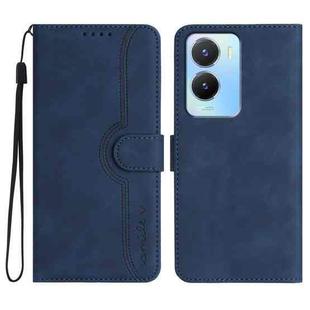 For vivo Y02s 4G Global Heart Pattern Skin Feel Leather Phone Case(Royal Blue)