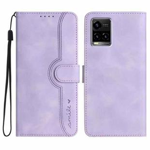 For vivo Y33s 4G Global/Y21/Y21s/Y21t Heart Pattern Skin Feel Leather Phone Case(Purple)