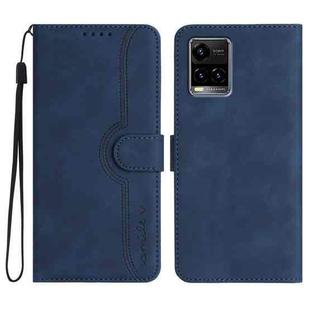 For vivo Y33s 4G Global/Y21/Y21s/Y21t Heart Pattern Skin Feel Leather Phone Case(Royal Blue)