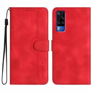 For vivo Y53s 4G/Y51a/Y33 4G Heart Pattern Skin Feel Leather Phone Case(Red)