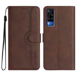 For vivo Y53s 4G/Y51a/Y33 4G Heart Pattern Skin Feel Leather Phone Case(Brown)