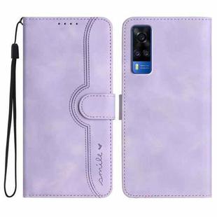 For vivo Y53s 4G/Y51a/Y33 4G Heart Pattern Skin Feel Leather Phone Case(Purple)