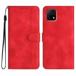 For vivo Y72 5G India Heart Pattern Skin Feel Leather Phone Case(Red)