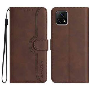 For vivo Y52s 5G/iQOO U3/Y31s 5G Heart Pattern Skin Feel Leather Phone Case(Brown)