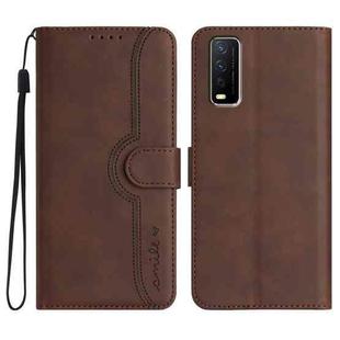 For vivo Y20/Y20i/Y11s/Y12s/iQOO U1x Heart Pattern Skin Feel Leather Phone Case(Brown)