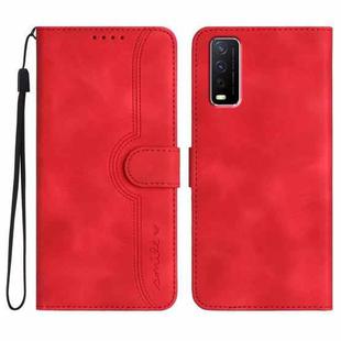 For vivo Y30 4G Global Heart Pattern Skin Feel Leather Phone Case(Red)