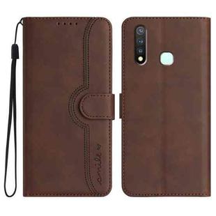 For vivo Y19/U3/Y5s/Z5i/U20 Heart Pattern Skin Feel Leather Phone Case(Brown)