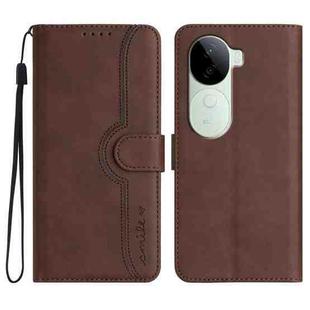 For vivo iQOO Z9s / V40e India Heart Pattern Skin Feel Leather Phone Case(Brown)