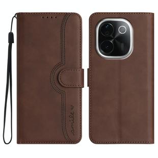 For vivo iQOO Z9s Pro / T3 Pro 5G India Heart Pattern Skin Feel Leather Phone Case(Brown)