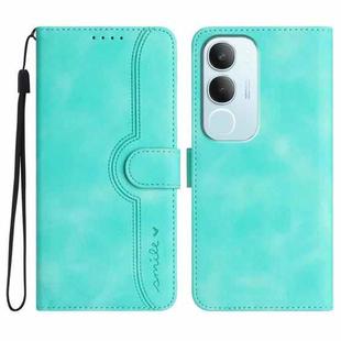 For vivo Y19s Global Heart Pattern Skin Feel Leather Phone Case(Light Blue)