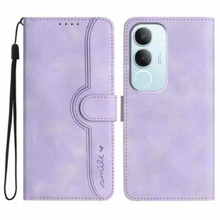 For vivo Y19s Global Heart Pattern Skin Feel Leather Phone Case(Purple)