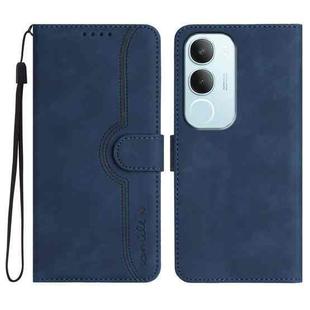 For vivo Y19s Global Heart Pattern Skin Feel Leather Phone Case(Royal Blue)