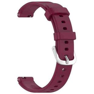 12mm Universal Solid Color Silver Buckle Silicone Watch Band(Wine Red)