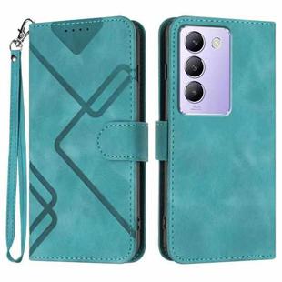 For vivo V30 Lite 5G India/T3 5G IDN Line Pattern Skin Feel Leather Phone Case(Light Blue)