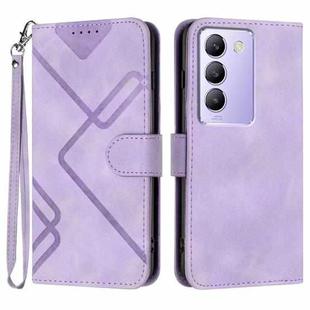 For vivo V30 Lite 5G India/T3 5G IDN Line Pattern Skin Feel Leather Phone Case(Light Purple)