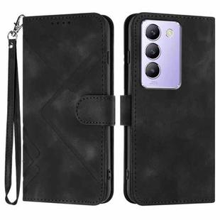 For vivo V30 Lite 5G India/T3 5G IDN Line Pattern Skin Feel Leather Phone Case(Black)