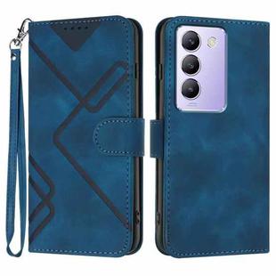 For vivo V30 Lite 5G India/T3 5G IDN Line Pattern Skin Feel Leather Phone Case(Royal Blue)