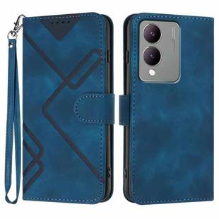 For vivo Y17s 4G Global/Y28 5G India Line Pattern Skin Feel Leather Phone Case(Royal Blue)