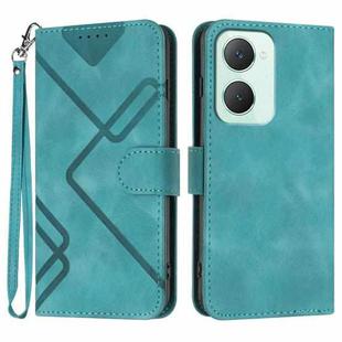 For vivo Y03 4G Global Line Pattern Skin Feel Leather Phone Case(Light Blue)