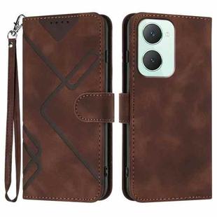 For vivo Y03 4G Global Line Pattern Skin Feel Leather Phone Case(Coffee)