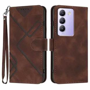 For vivo Y100 5G IDN/Y200e 5G Global Line Pattern Skin Feel Leather Phone Case(Coffee)