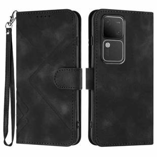 For vivo V30 5G Global/V30 Pro 5G Global Line Pattern Skin Feel Leather Phone Case(Black)