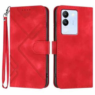 For vivo V30 Lite 5G Global Line Pattern Skin Feel Leather Phone Case(Red)