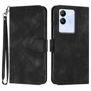For vivo V30 Lite 5G Global Line Pattern Skin Feel Leather Phone Case(Black)