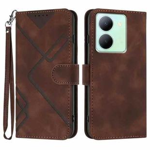For vivo Y27s 4G Global Line Pattern Skin Feel Leather Phone Case(Coffee)