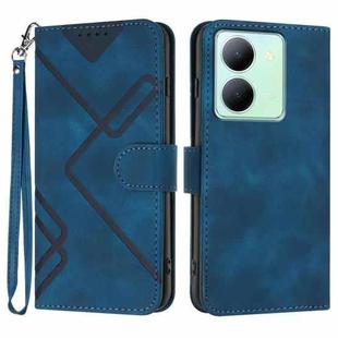 For vivo Y27s 4G Global Line Pattern Skin Feel Leather Phone Case(Royal Blue)
