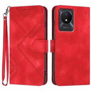 For vivo Y02A 4G/Y02 4G/Y11 2023/Y02t Line Pattern Skin Feel Leather Phone Case(Red)